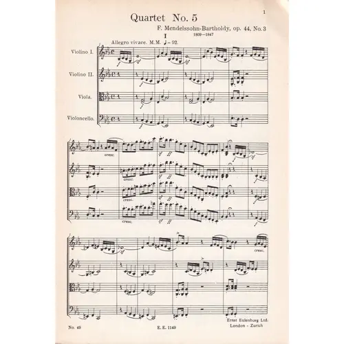 String Quartet Eb Major - Op.44 N.3