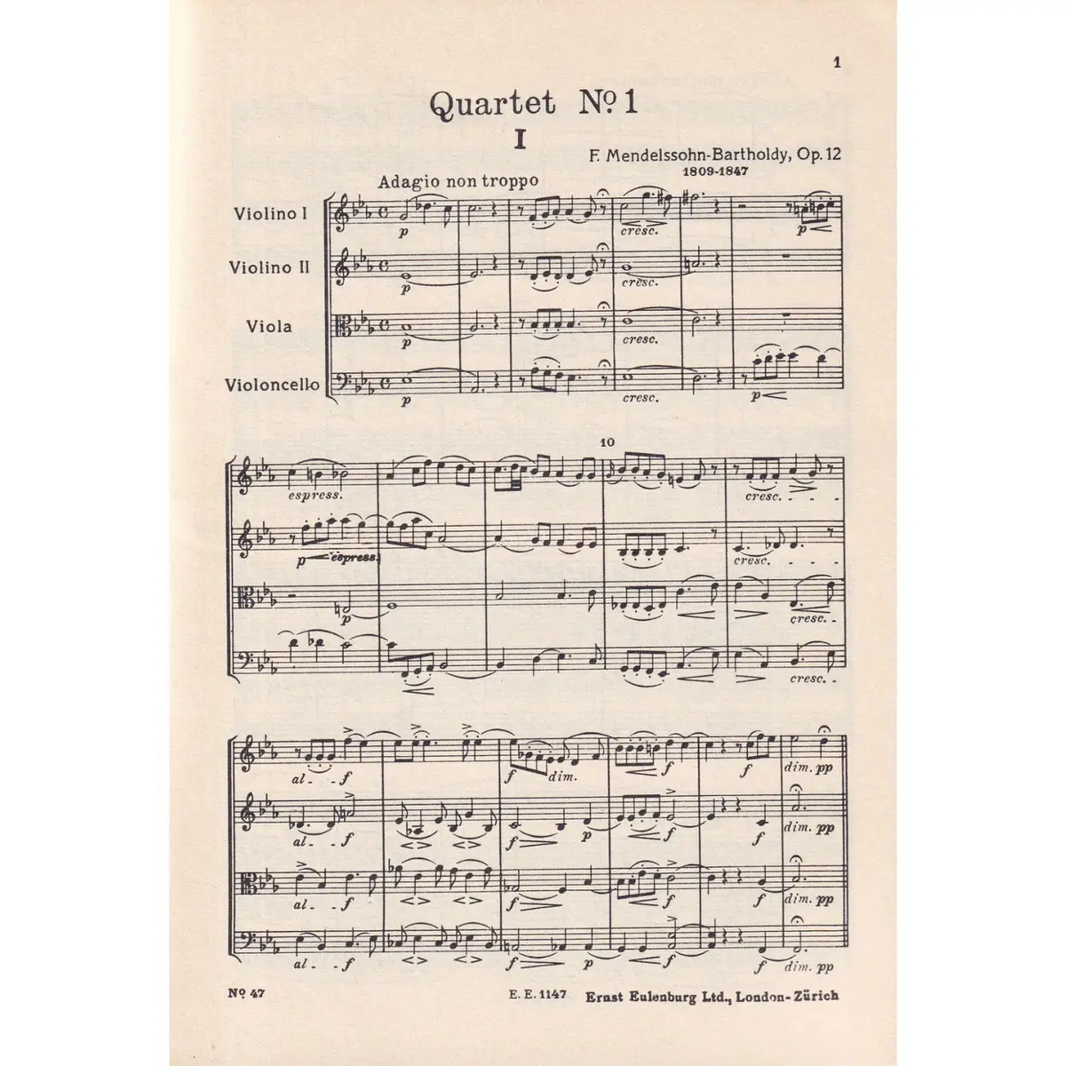 String Quartet Eb Maj.-Op.12
