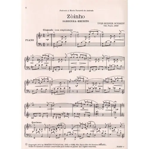 Zoinho (Sambinha Erudito) para piano