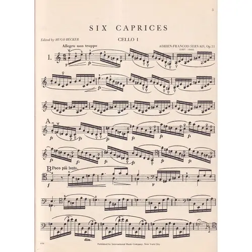 Six Caprices for Cello Solo (with 2nd cello ad libitum)