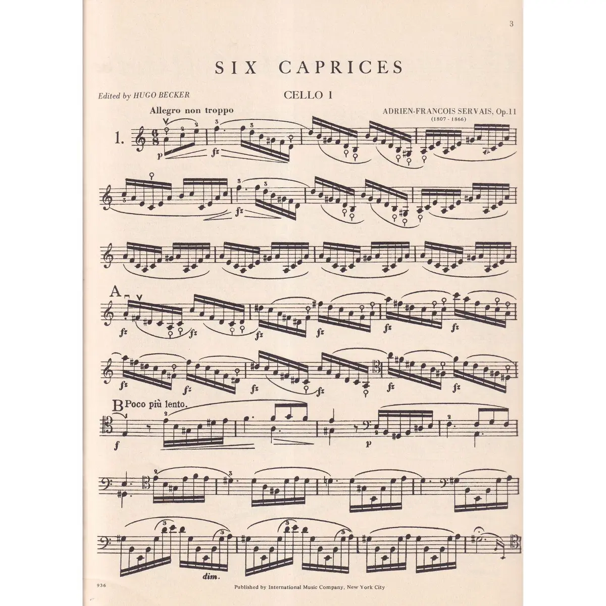 Six Caprices for Cello Solo (with 2nd cello ad libitum)