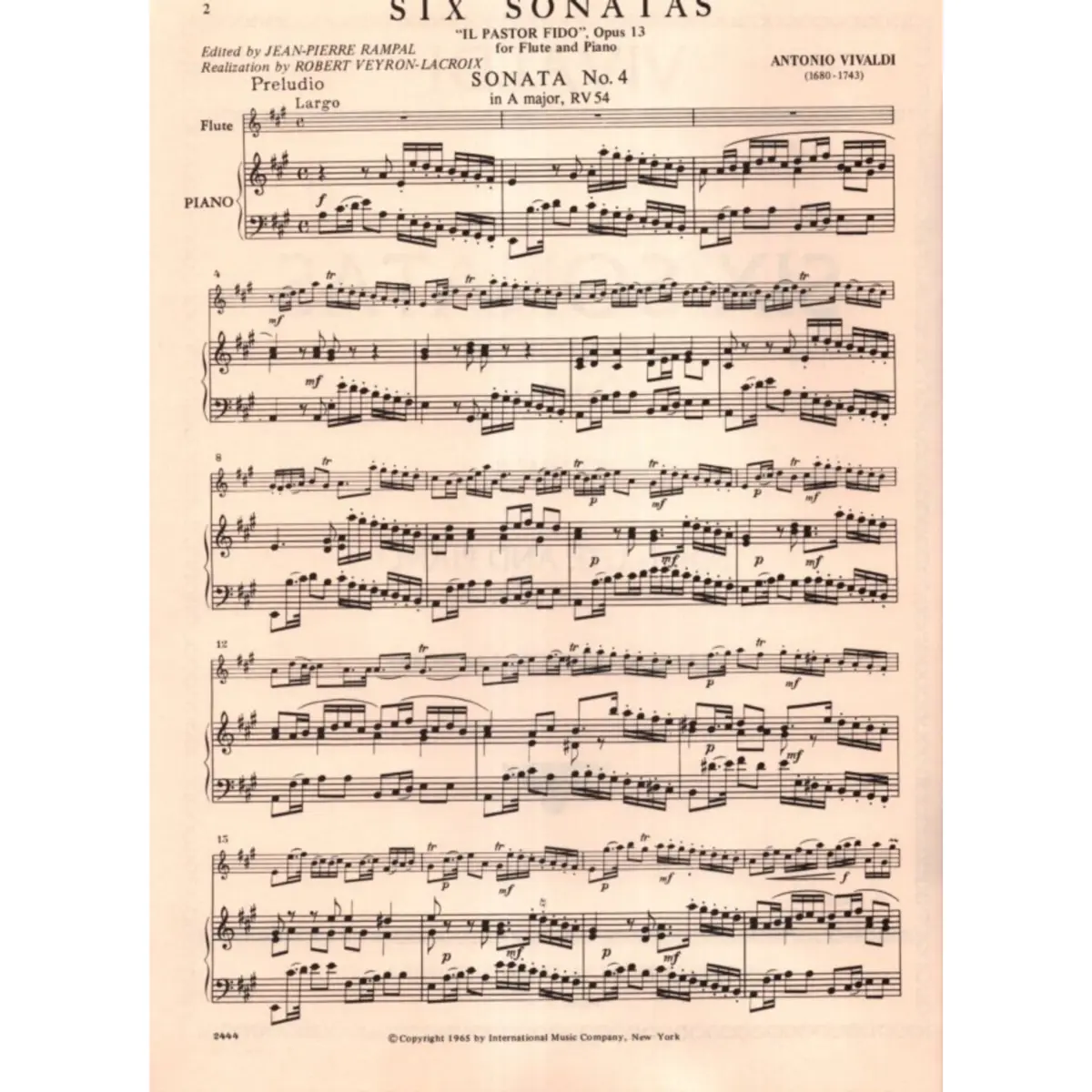 Six Sonatas - Op.13 Vol.2 - Il Pastor Fido