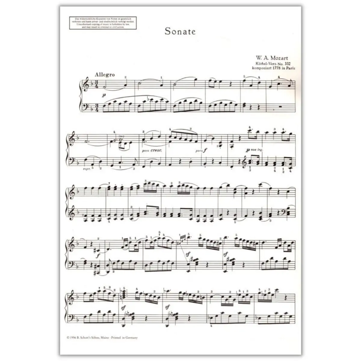 Sonate F Dur - KV 332 violine und klavier
