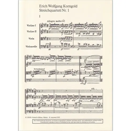 Streichquartett N.1 - A Dur - Op.16 (partitura de bolso)