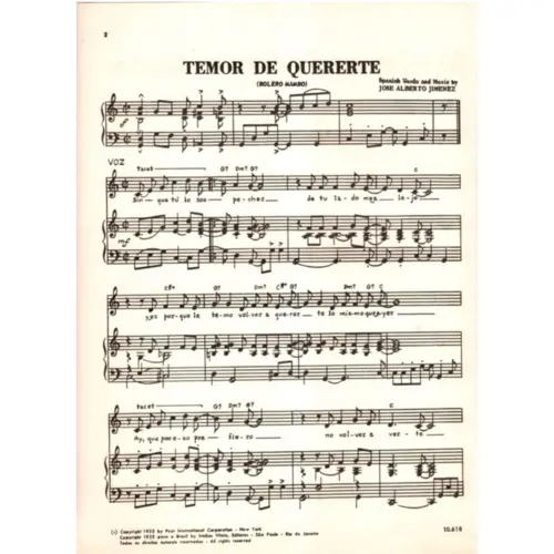 Temor De Quererte  - Bolero-Mambo  (Edição Antiga)