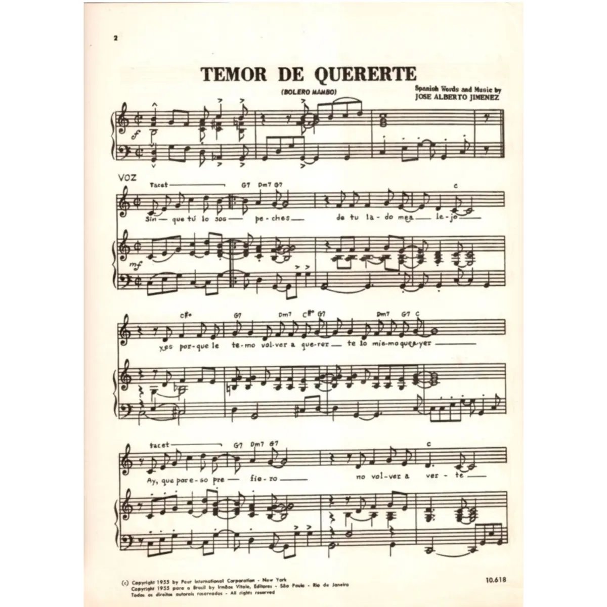 Temor De Quererte  - Bolero-Mambo  (Edição Antiga)