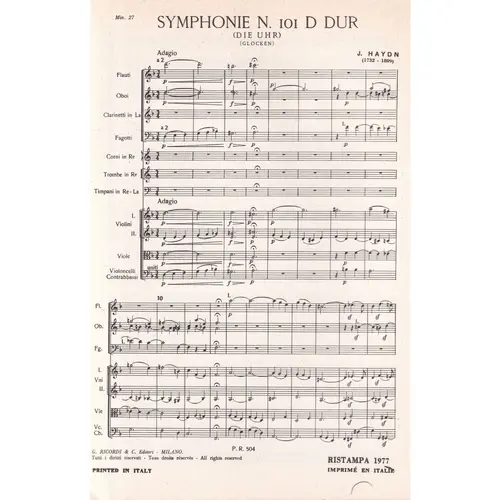 Sinfonia N.101 D Dur  (partitura de bolso)