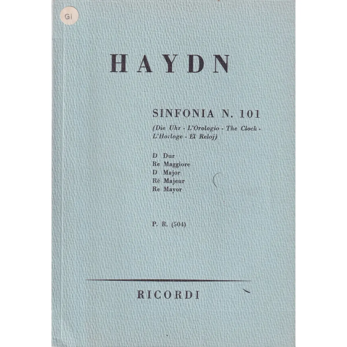 Sinfonia N.101 D Dur  (partitura de bolso)