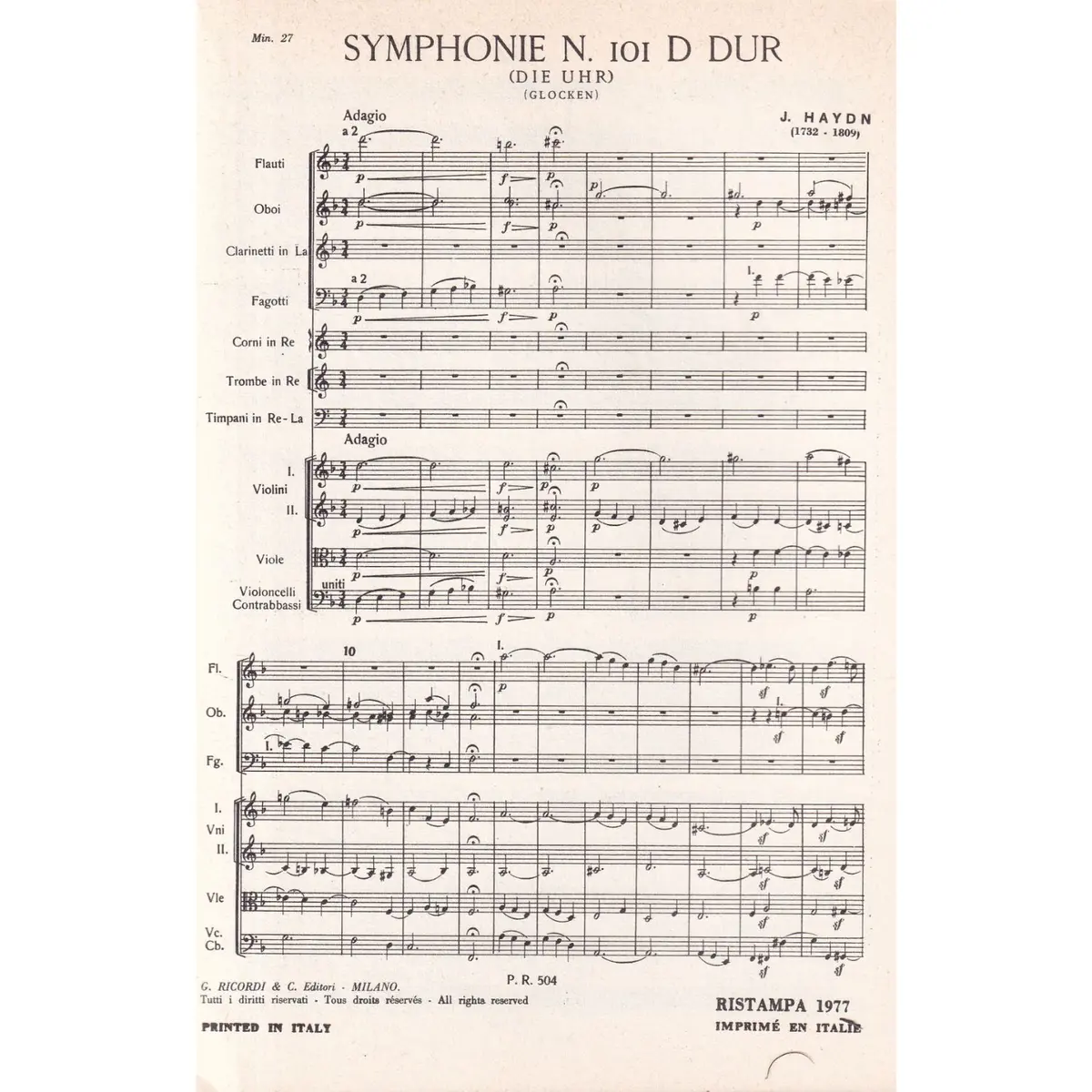 Sinfonia N.101 D Dur  (partitura de bolso)