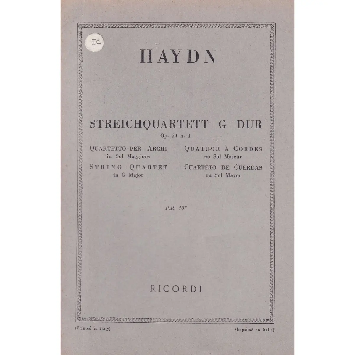 Streichquartett G Dur - Op.54 N1 (partitura de bolso)