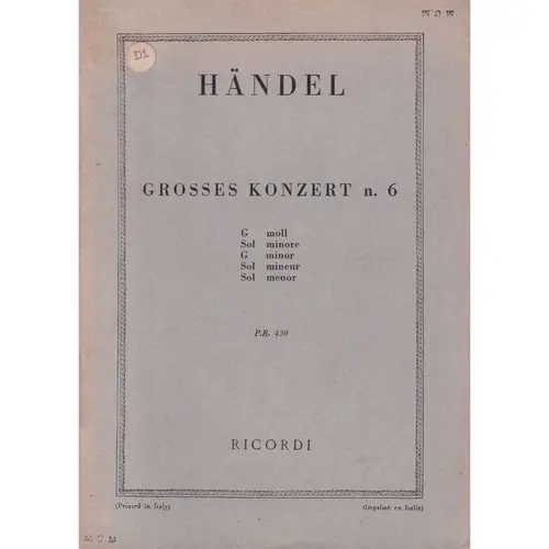 Grosses Konzert N.6 - G Moll  (partitura de bolso)