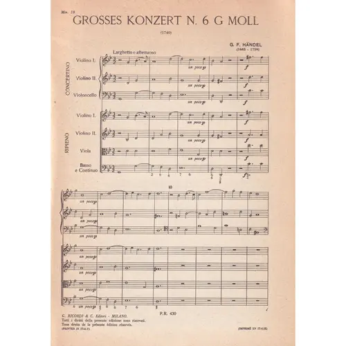 Grosses Konzert N.6 - G Moll  (partitura de bolso)