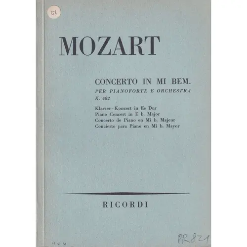 Concerto In Mi B.  Per Piano - Kv 482  (partitura de bolso)