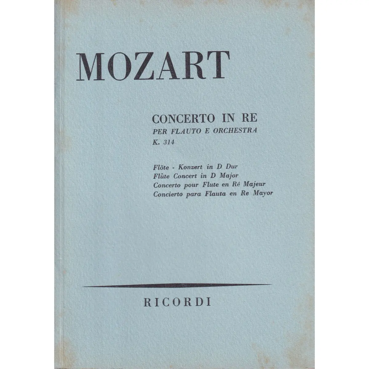 Concerto In Re Per Flauto - Kv 314  (partitura de bolso)