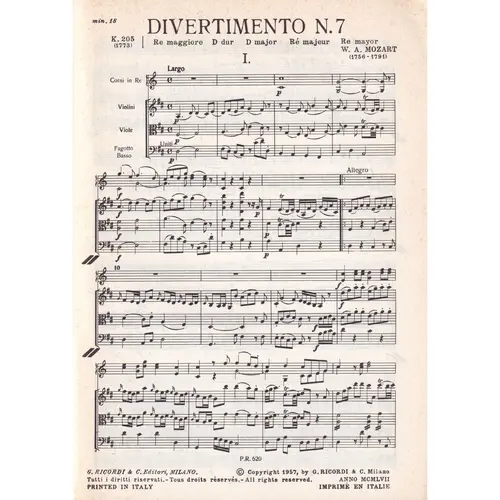 Divertimento N.7 -K.205 -Re Maj.