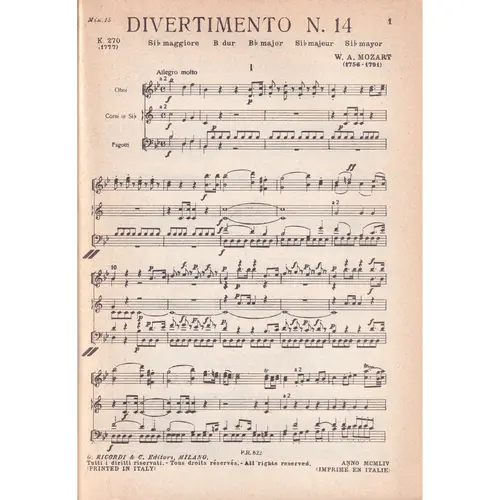Divertimento N.14-Sib Maj-K 270
