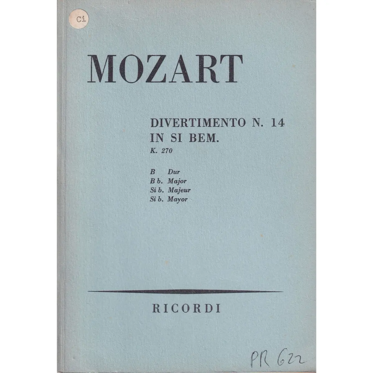 Divertimento N.14-Sib Maj-K 270