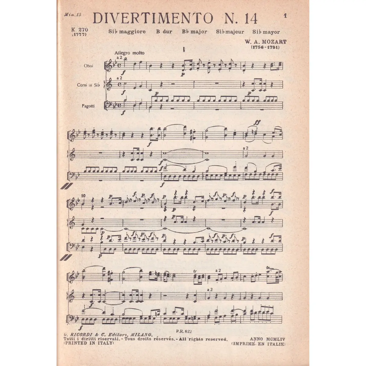 Divertimento N.14-Sib Maj-K 270