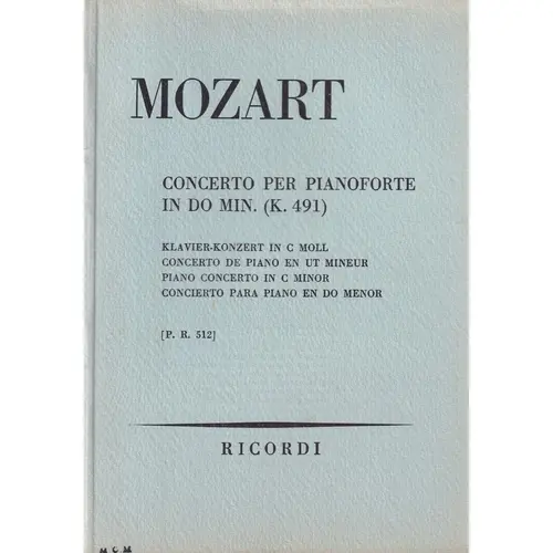 Concerto Per Piano - Do Min - Kv 491  (partitura de bolso)
