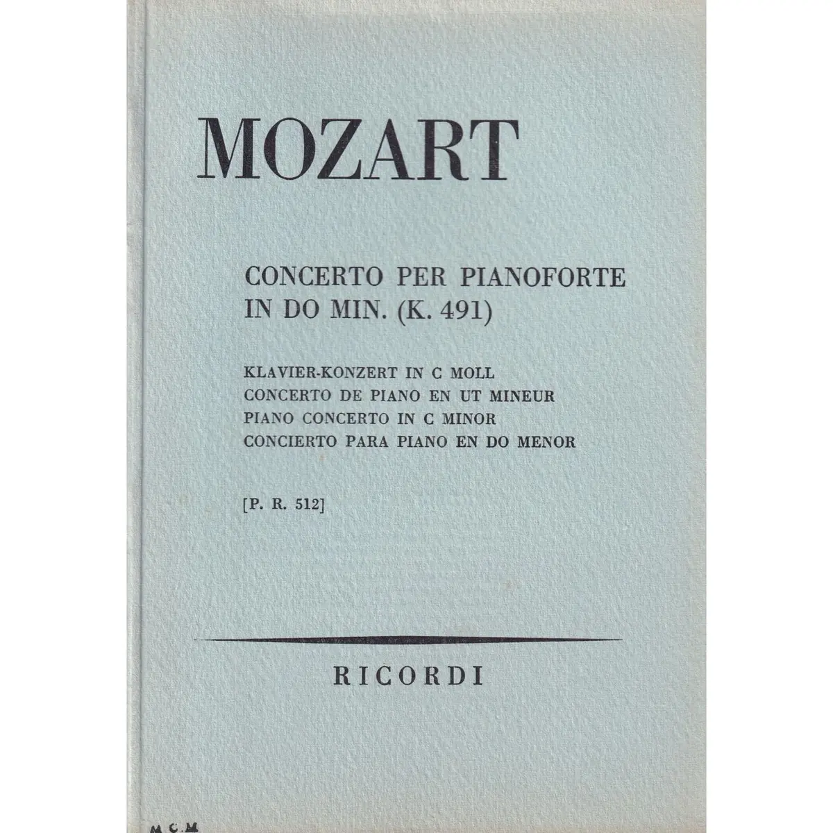 Concerto Per Piano - Do Min - Kv 491  (partitura de bolso)