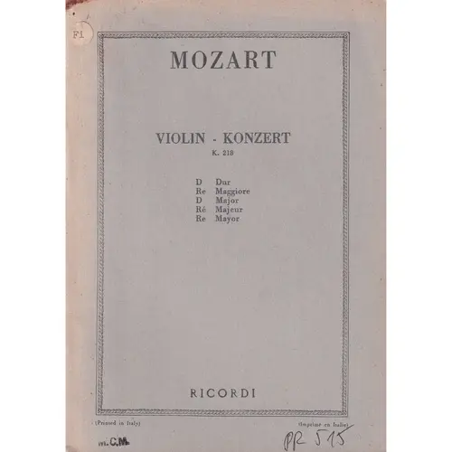 Violin-Konzert D Dur - Kv 218  (partitura de bolso)