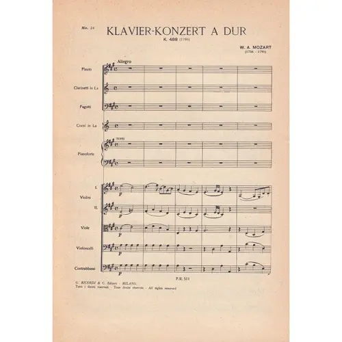 Klavier-Konzert A Dur-K 488