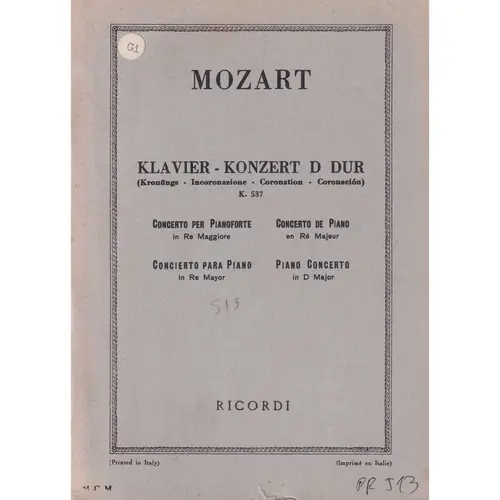 Klavier-Konzert D Dur - Kv 537 (partitura de bolso)