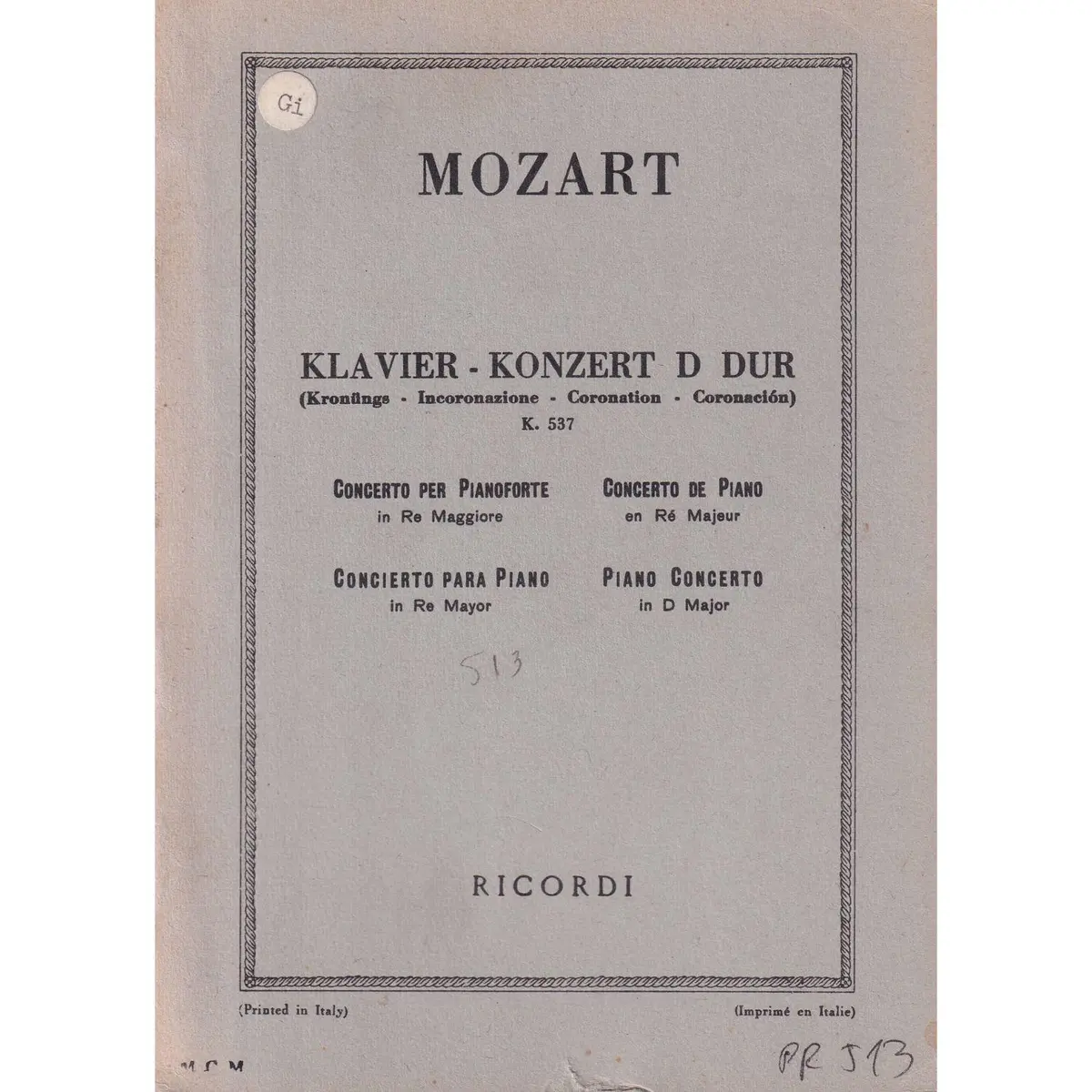Klavier-Konzert D Dur - Kv 537 (partitura de bolso)