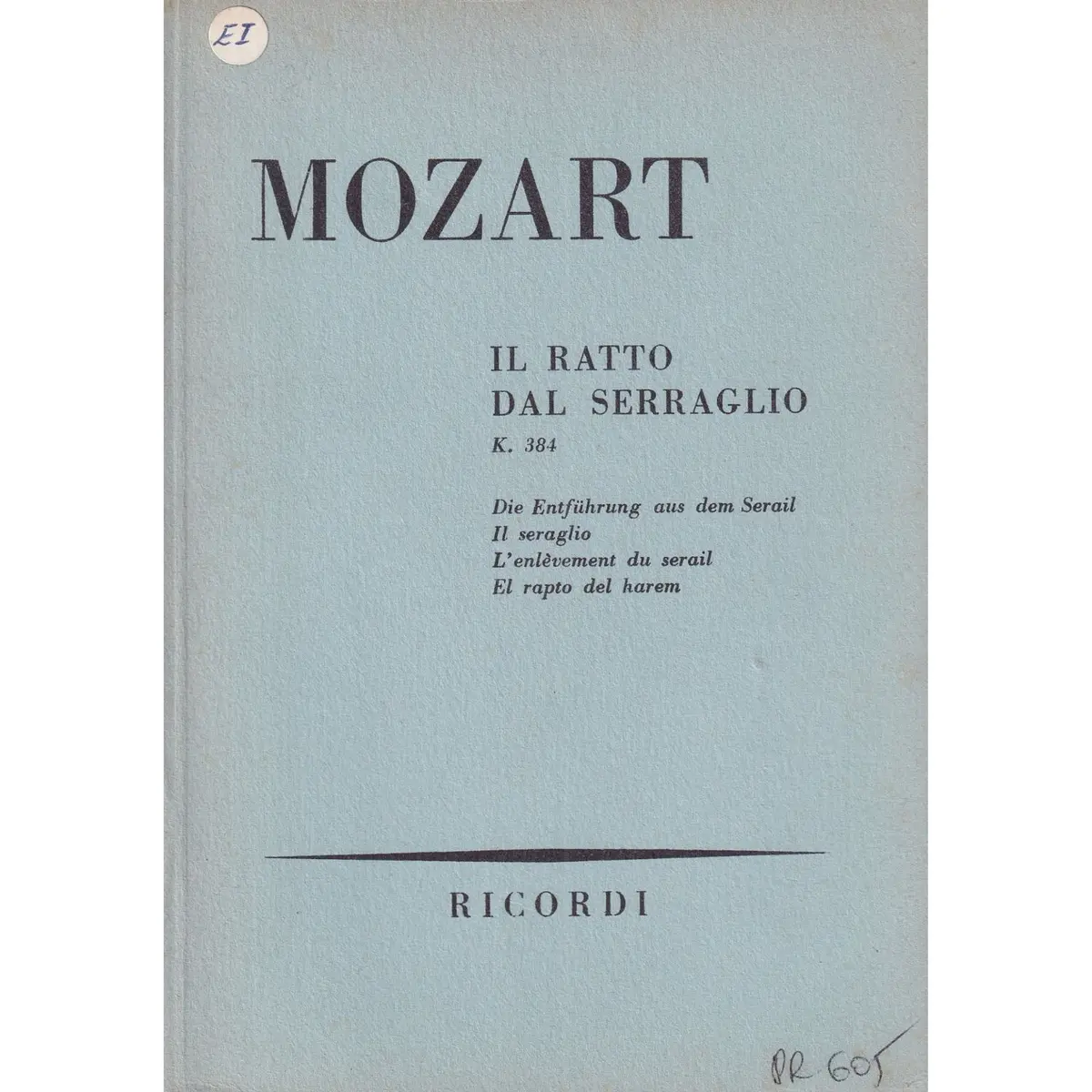 Ratto Dal Serraglio (Il) - Kv 384 - Ouverture  (partitura de bolso)