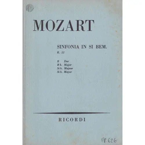 Sinfonia In Si B Maj.- Kv 22  (partitura de bolso)