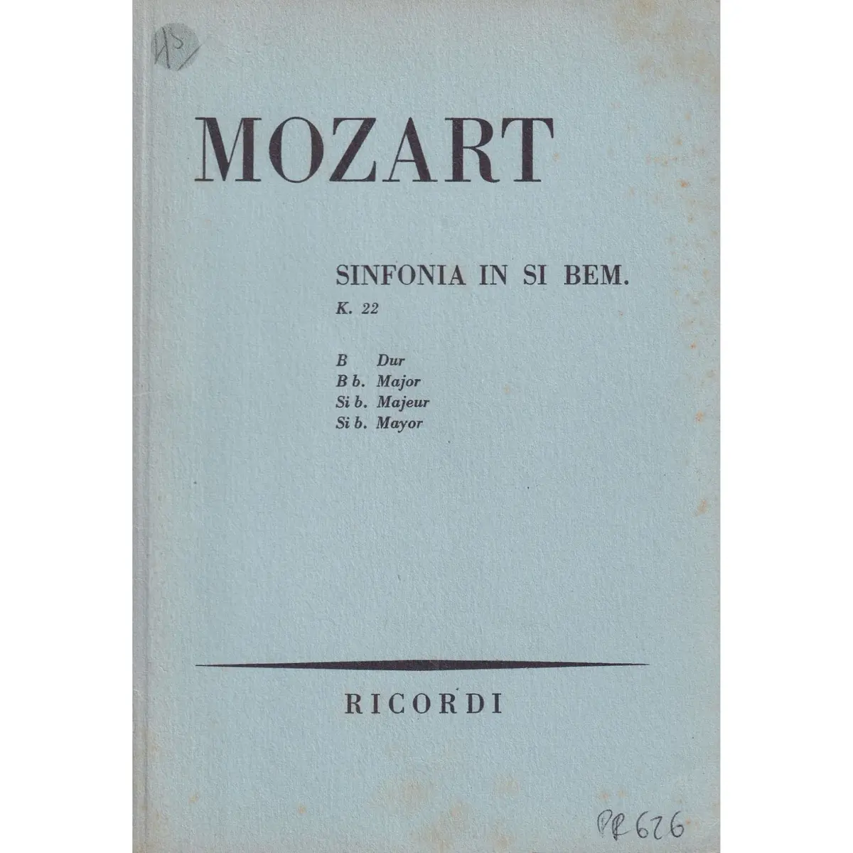 Sinfonia In Si B Maj.- Kv 22  (partitura de bolso)