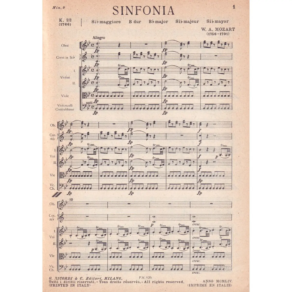 Sinfonia In Si B Maj.- Kv 22  (partitura de bolso)