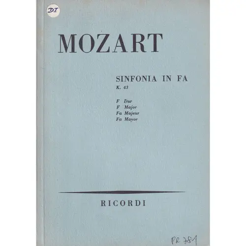 Sinfonia In Fa - Kv 43  (partitura de bolso)