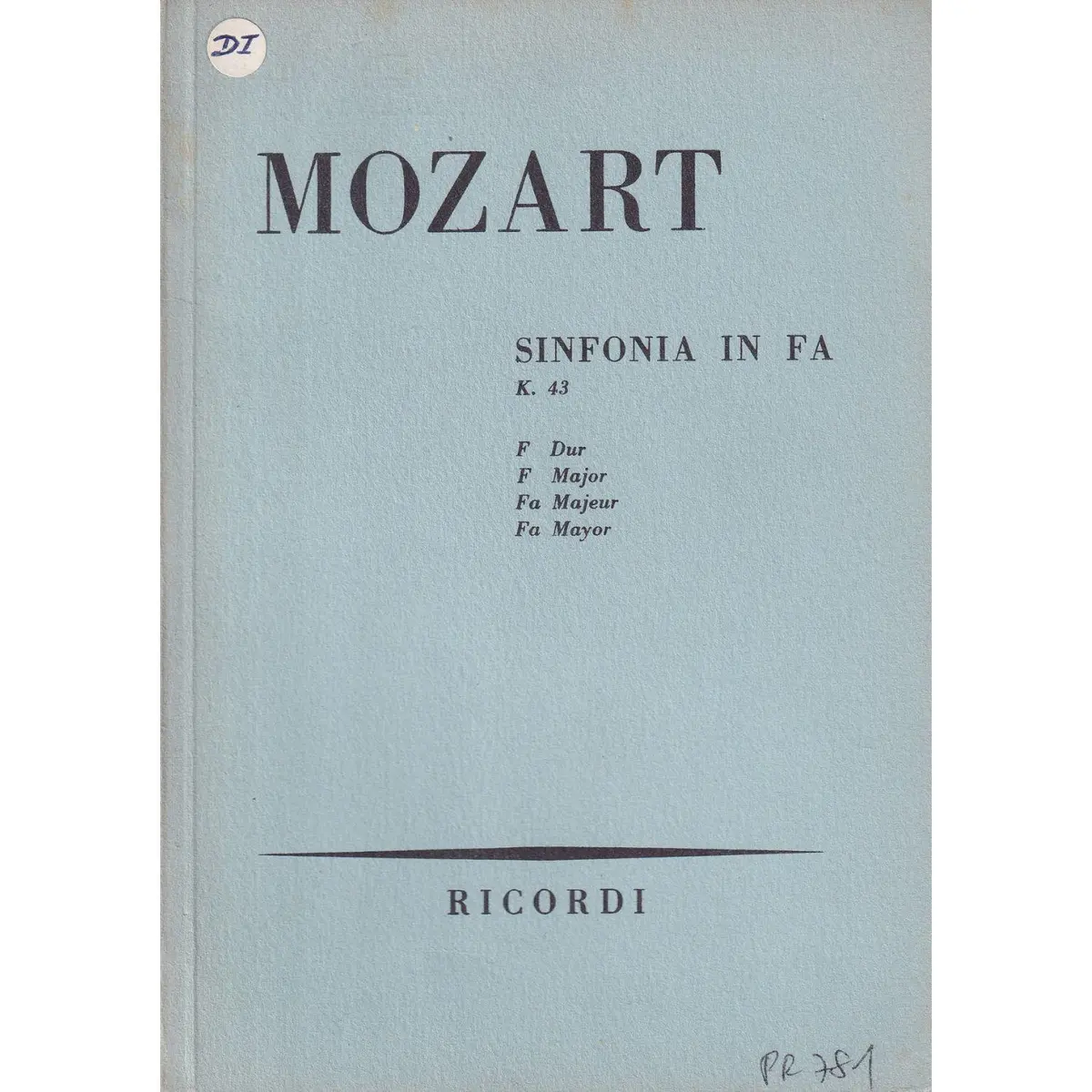 Sinfonia In Fa - Kv 43  (partitura de bolso)