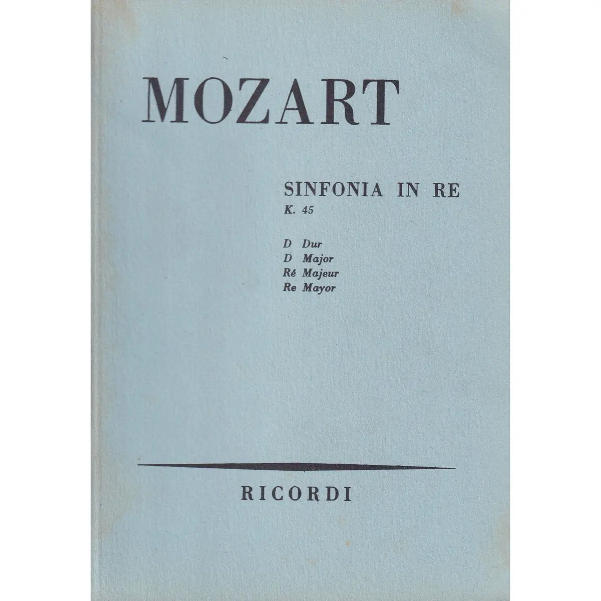 Sinfonia In Re - Kv 45  (partitura de bolso)  (Edição Antiga)