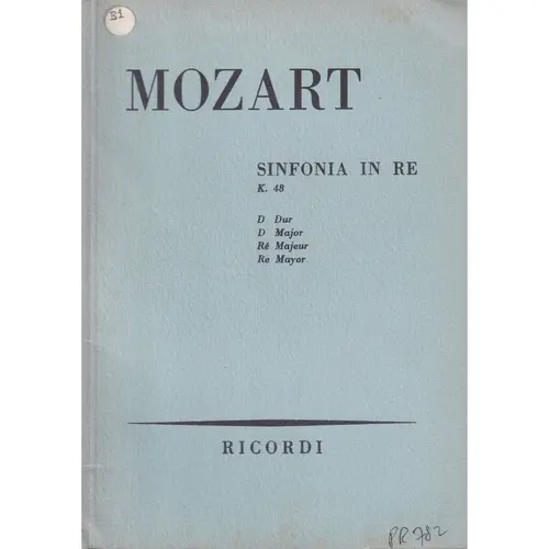 Sinfonia In Re Maj. Kv 48  (partitura de bolso)