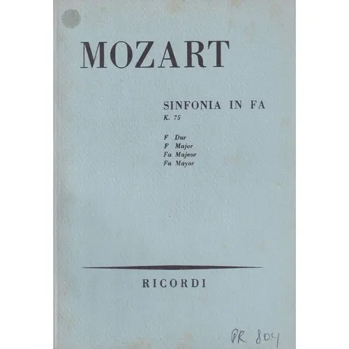 Sinfonia In Fa Maj - Kv 75  (partitura de bolso)