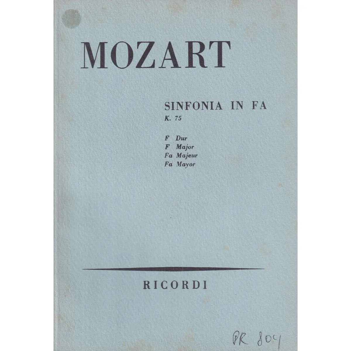 Sinfonia In Fa Maj - Kv 75  (partitura de bolso)