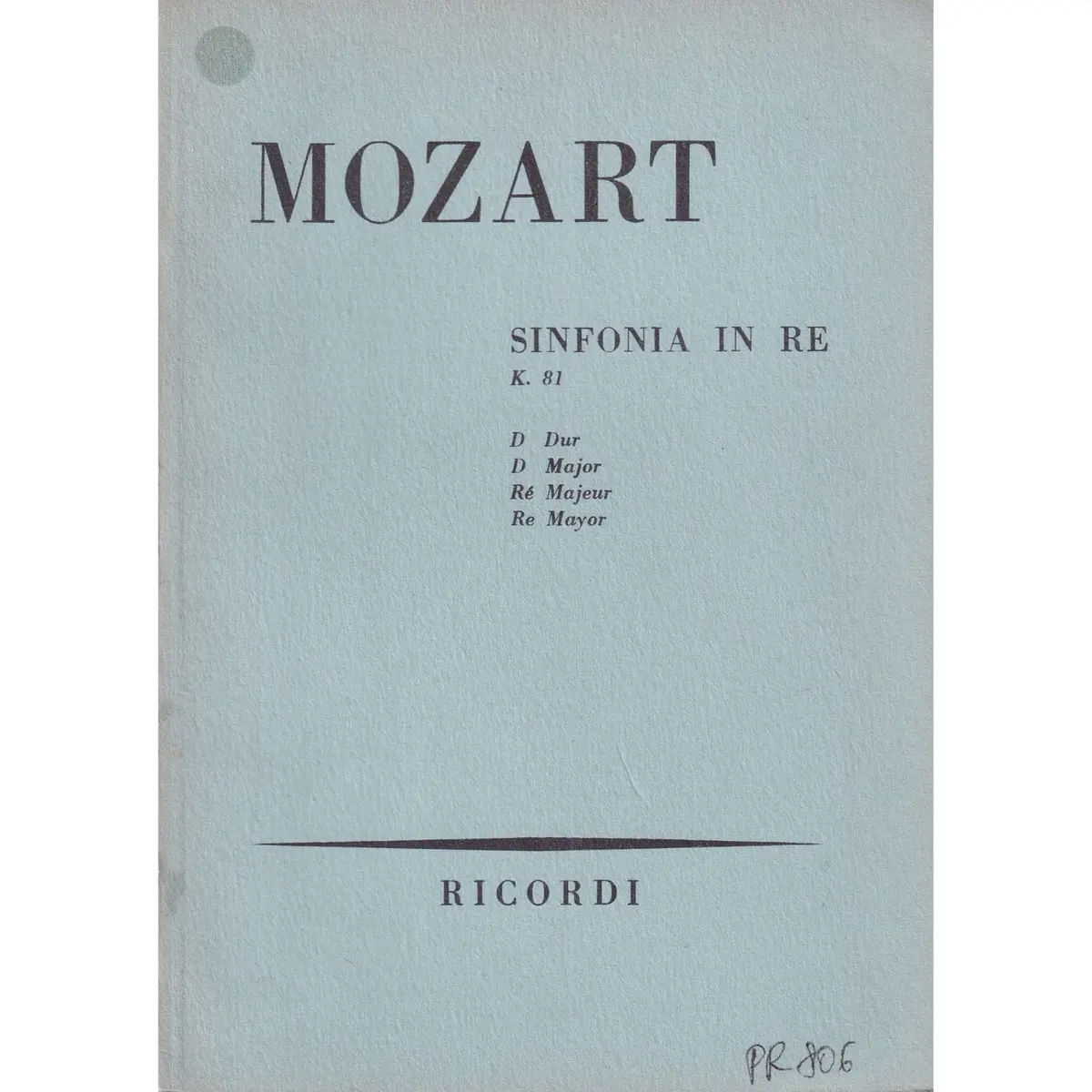Sinfonia In Re - Kv 81  (partitura de bolso)
