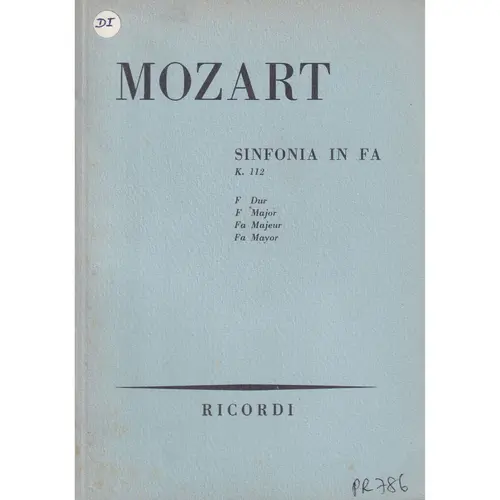Sinfonia In Fa Maj. - Kv 112  (partitura de bolso)