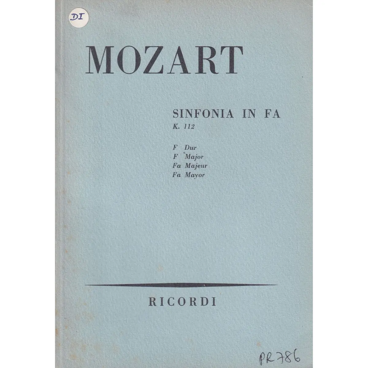 Sinfonia In Fa Maj. - Kv 112  (partitura de bolso)