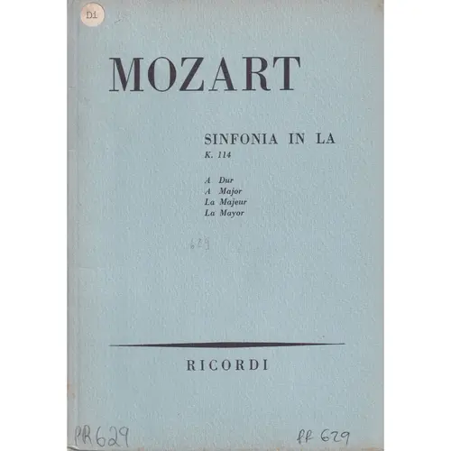 Sinfonia In La - Kv 114  (partitura de bolso)