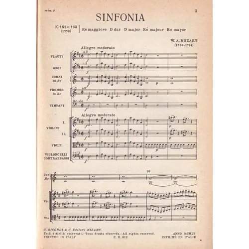 Sinfonia In Re Maj.-Kv 161 E 163 (partitura de bolso)