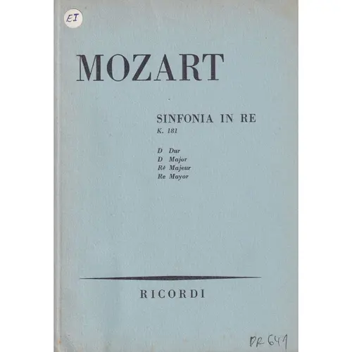 Sinfonia In Re Maj. Kv 181  (partitura de bolso)