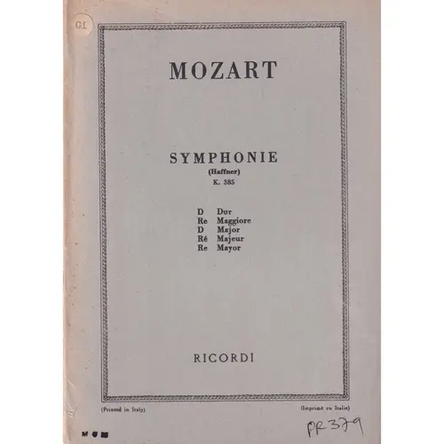 Symphonie (Haffner) - D Dur - Kv 385  (partitura de bolso)