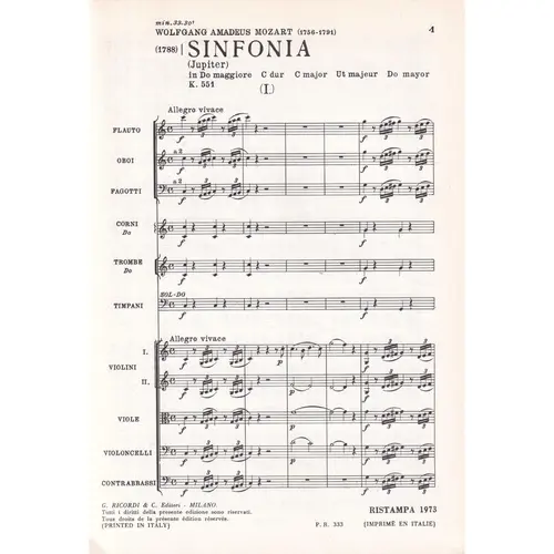 Sinfonia In Do (Jupiter) - Kv 551  (partitura de bolso)