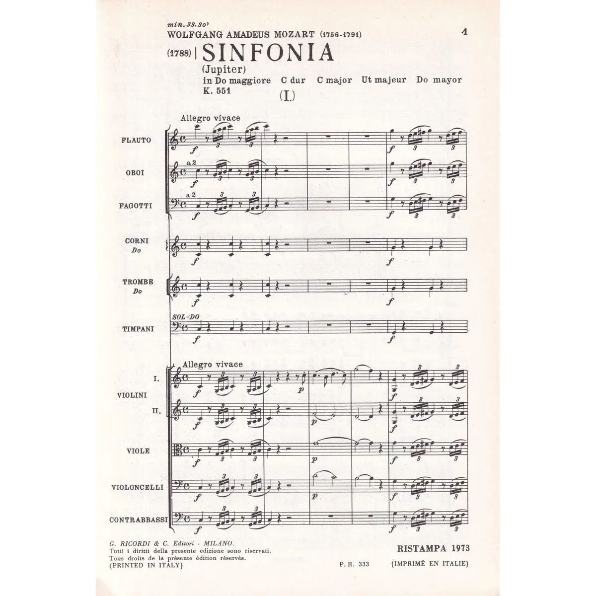 Sinfonia In Do (Jupiter) - Kv 551  (partitura de bolso)