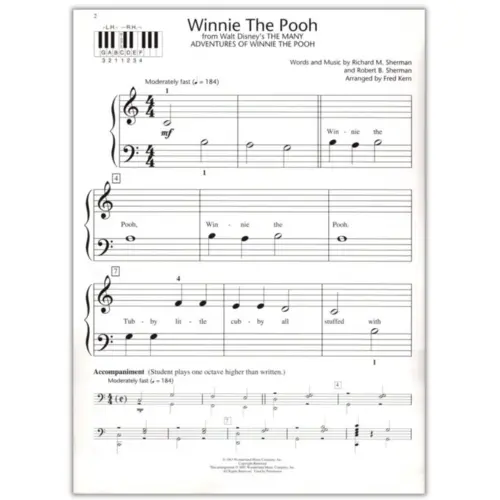 Winnie The Pooh From Walt Disney - Hal Leonard piano student library
