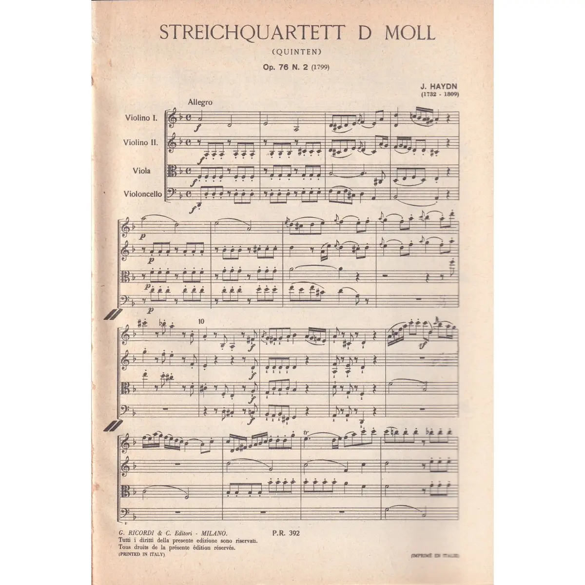 Streichquartett Op.  76 N.2