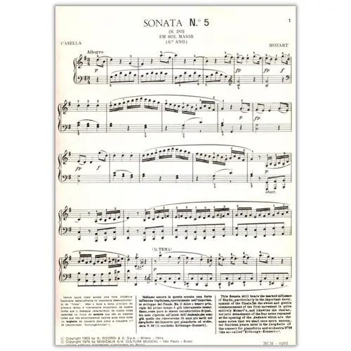 Sonata N.5 Em Sol Maior-Kv 283